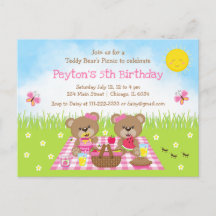 Teddybjörnens Picknick Rosa Rutig Födelsedag