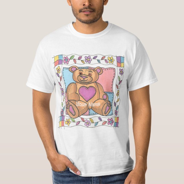 Teddybjörnshjärta  t shirt (Framsida)
