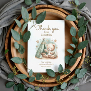 Teddybjörnsläger Baby Shower Tacksamhetskort Tack Kort