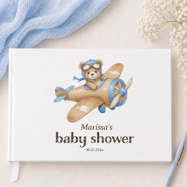 Teddybjörnspilot Baby Boy Förlossningsfest Gästböcker