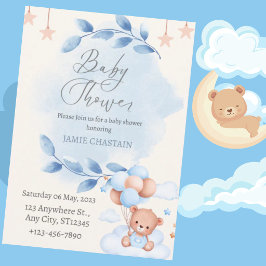 Teddybjörnspojkens Baby Shower Inbjudningar