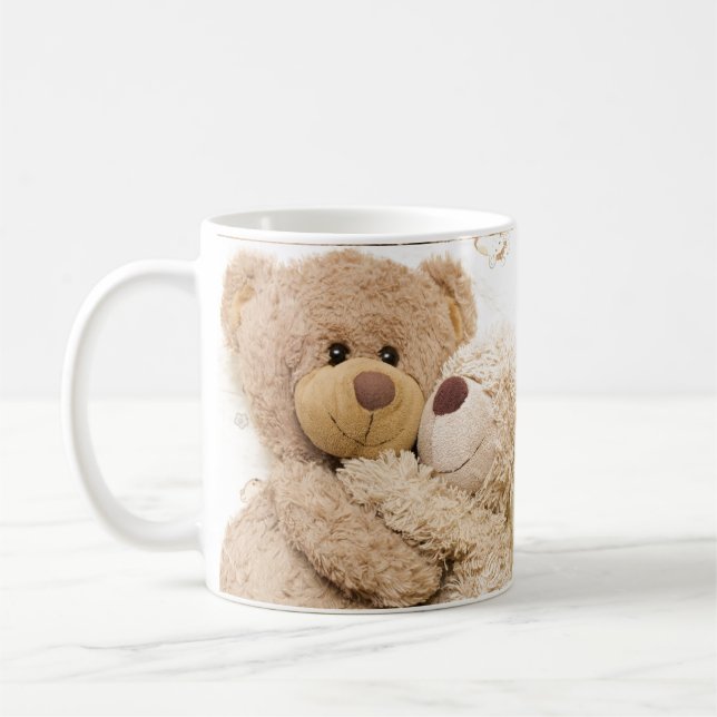 Teddylove, teddybjörn kärlek,underbar,söt,fuzzy,va kaffemugg (Vänster)