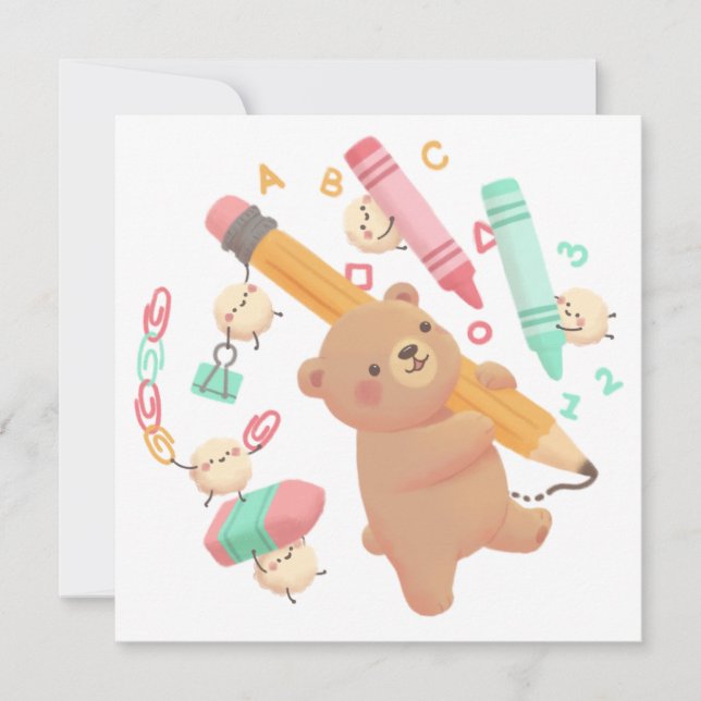 Teddy's Back to School Illustration Inbjudningar (Framsida)