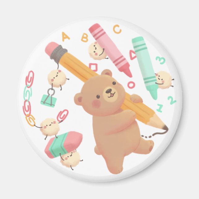 Teddy's Back to School Illustration Magnet (Framsidan)