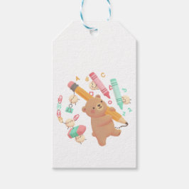 Teddy's Back to School Illustration Presentetikett