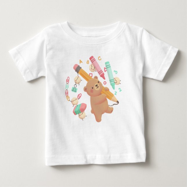 Teddy's Back to School Illustration T Shirt (Framsida)