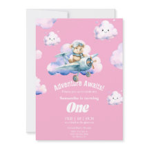 Teddys första födelsedag Himlar Safari-inbjudan