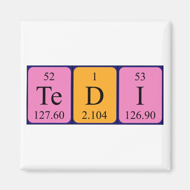 Tedi periodiskt bord namn magnet (Framsidan)