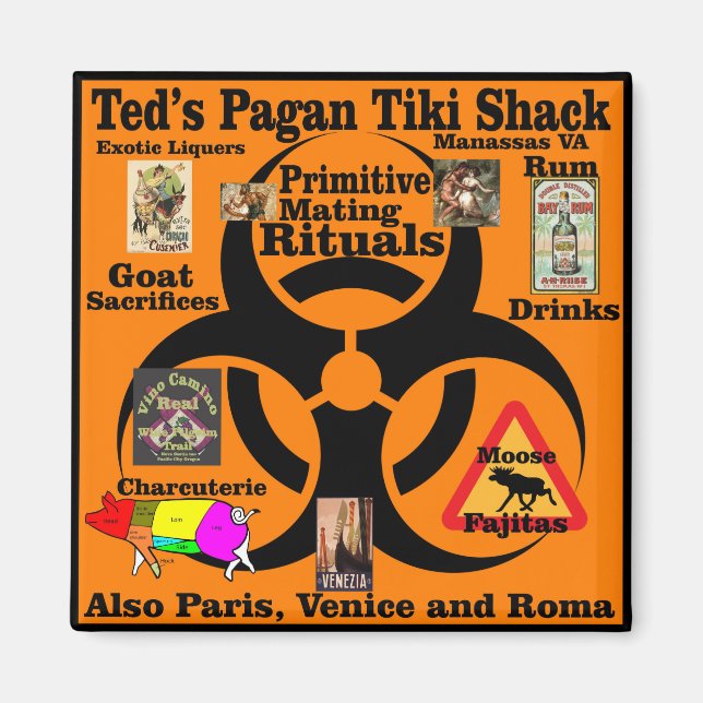 Ted's Pagan Tiki Shack Primitive Mating Rituals Magnet (Framsidan)