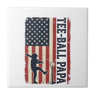 Tee Ball Pappa Amerikansk Flagga Vintage T-Shirt D Kakelplatta