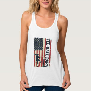 Tee Ball Pappa Amerikansk Flagga Vintage T-Shirt D Linne Med Racerback