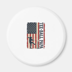 Tee Ball Pappa Amerikansk Flagga Vintage T-Shirt D Magnet