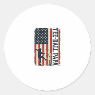 Tee Ball Pappa Amerikansk Flagga Vintage T-Shirt D Runt Klistermärke