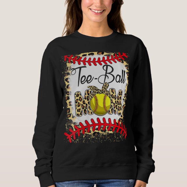 Tee Boll Mamma Softball Leopard Bleached Mor Da (Framsida)