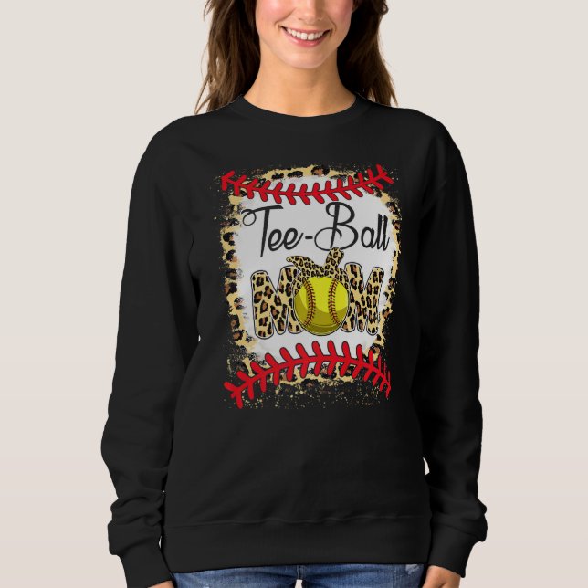 Tee Boll Mamma Softball Leopard Bleached Mor Da (Framsida)
