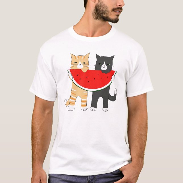 Tee, Cats Watermelon Hipster Animal Graphic Tee (Framsida)