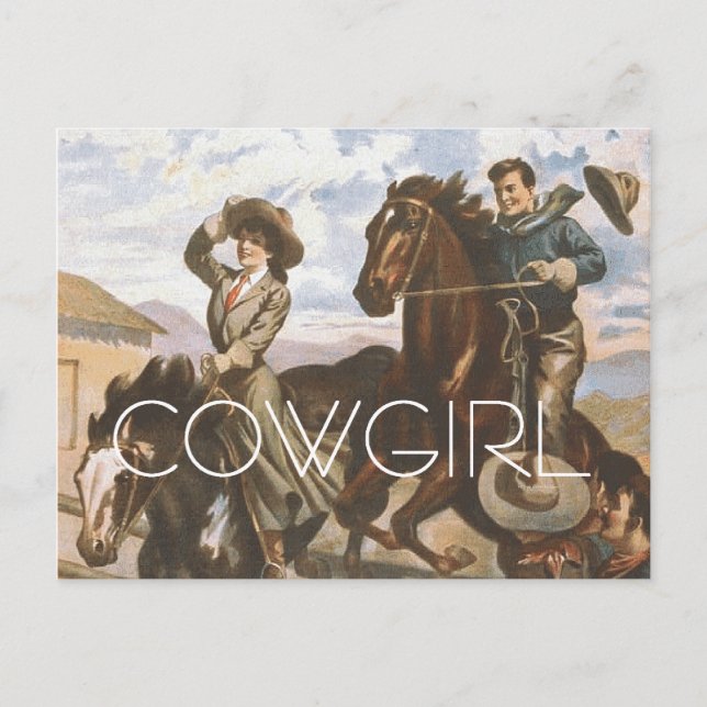 TEE Cowgirl Old school Vykort (Framsida)