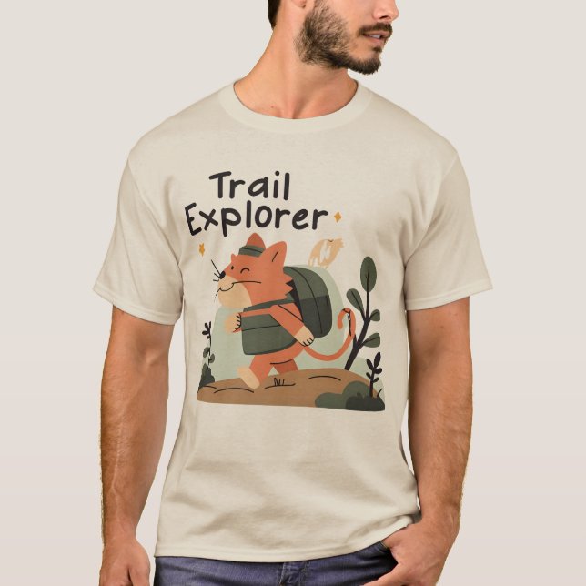 Tee - Cute Cat Hiking Äventyr Tee (Framsida)