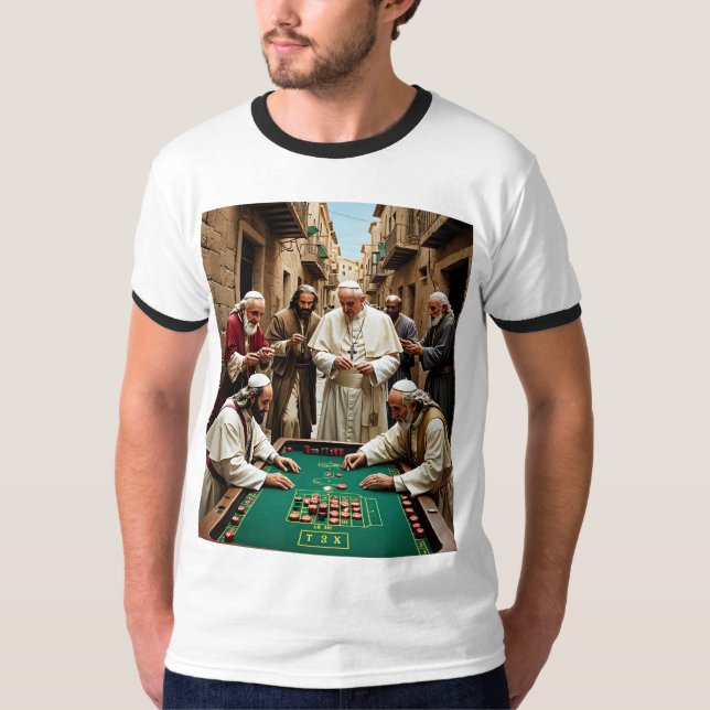 Tee, en katolsk påve Gambling Street Game Tee (Framsida)