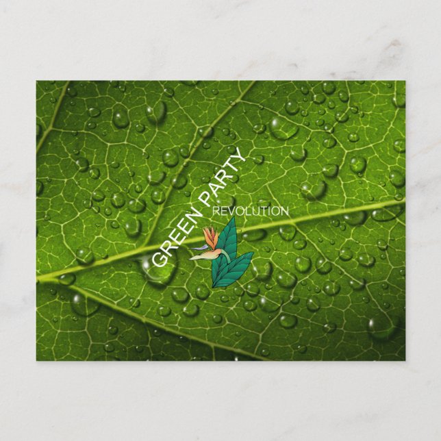 TEE GRÖNT PARTY VYKORT (Framsida)