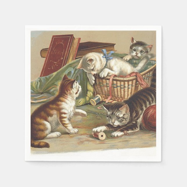 TEE Nyfiken Katt Pappersservett (Framsidan)