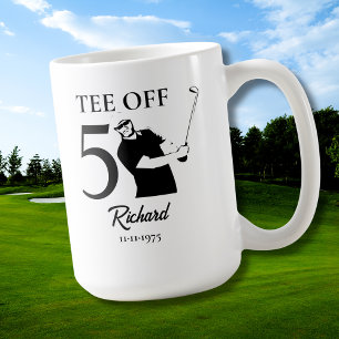 Tee Off Början på en ny era Mäns 50-årsdag Kaffemugg