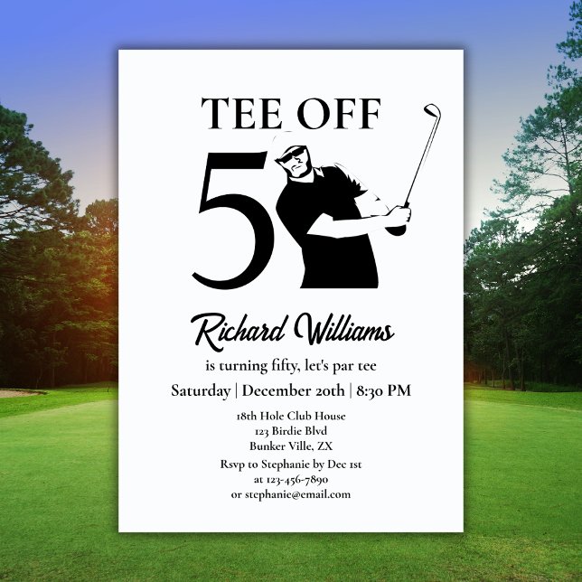 Tee Off Start of A New Era Manar 50 Birthday Inbjudningar (Skapare uppladdad)