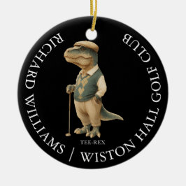 Tee-Rex Dinosaur Anpassat Golfspelarnamn Och Klubb Julgransprydnad Keramik