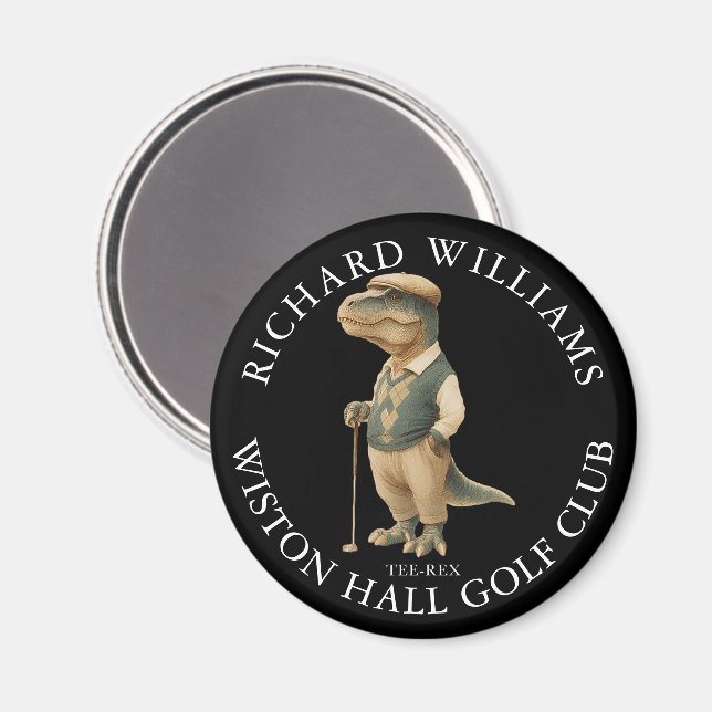Tee-Rex Dinosaur Custom Golfer Name And Club Magnet (Front/Back)
