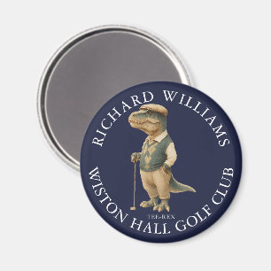 Tee-Rex Dinosaur Golfspelare Namn Och Klubb Marinb Magnet