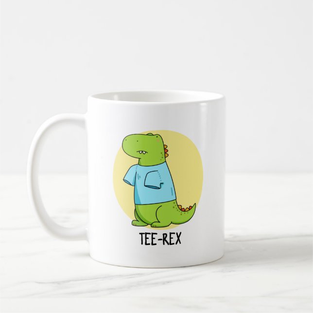 Tee Rex Funny TShirt TRex Dinosaur Pun Kaffemugg (Vänster)