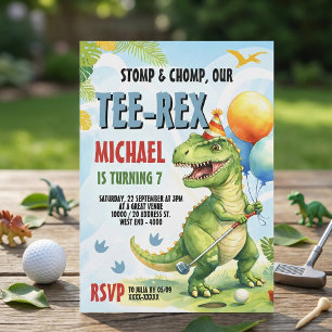 Tee-Rex Golf Dinosaur Minigolf Födelsedagsfest Inbjudningar