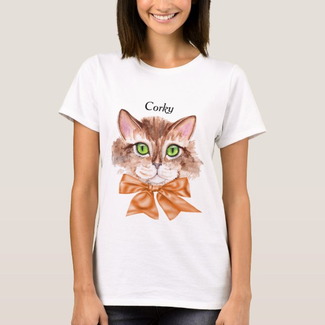 Tee Shirt for Woman with Cat Ansikte (Framsida)