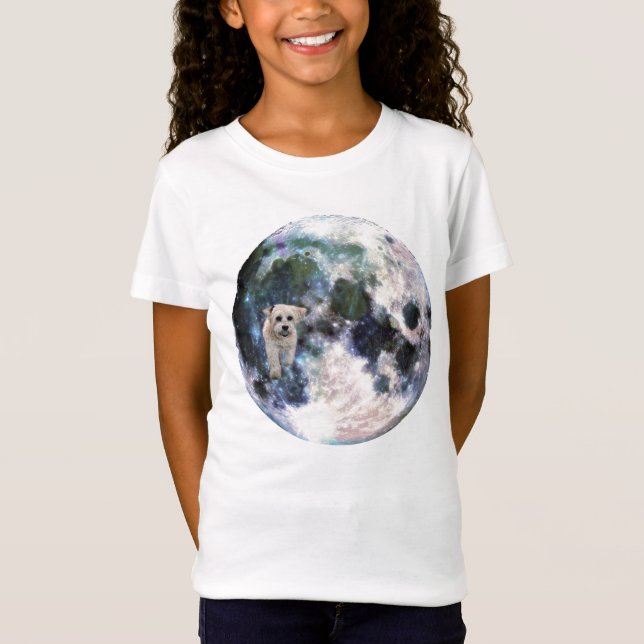 Tee Shirt Havanese Hund Orbitande Måne (Framsida)