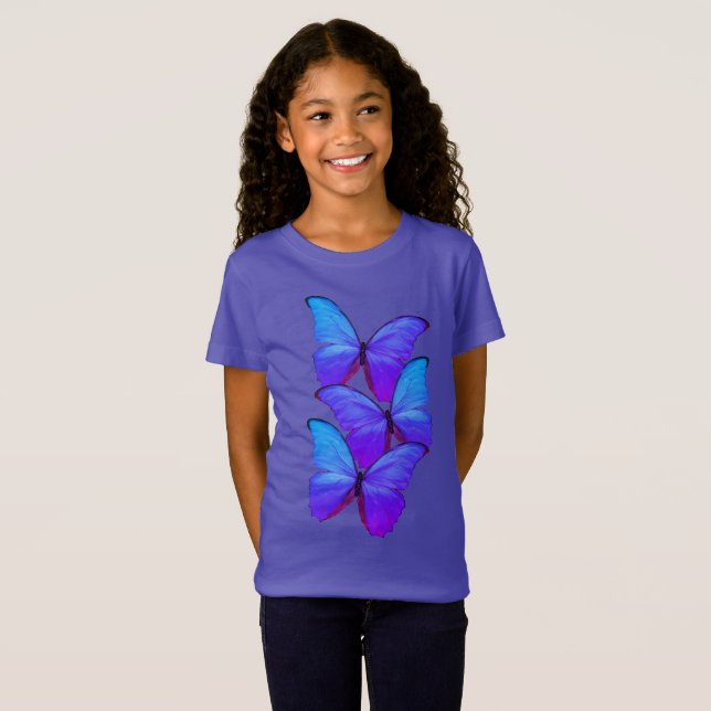 Tee Shirt Lila/Blue Butterflies (Hel framsida)