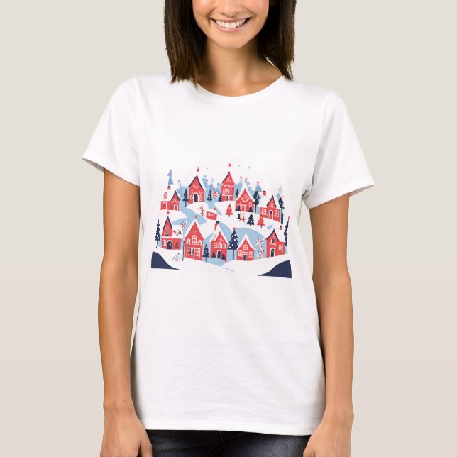 tee shirt village de noel femme (Framsida)