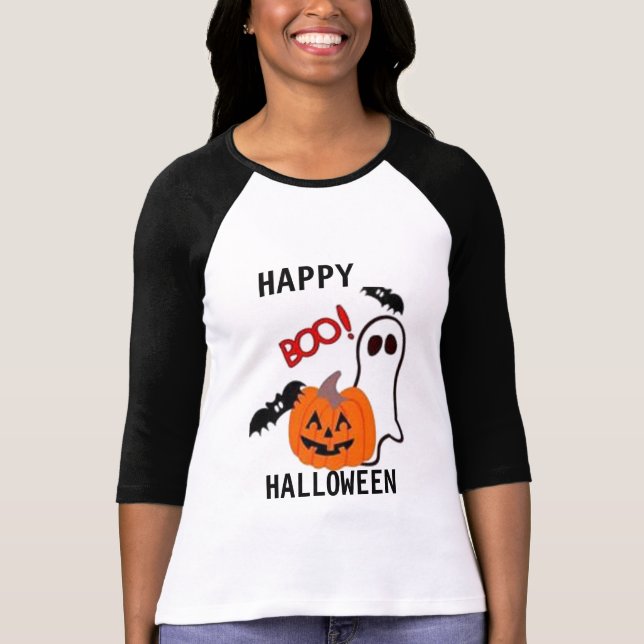 TEE SHIRT WOMENS BOO TEE HALLOWEEN (Framsida)