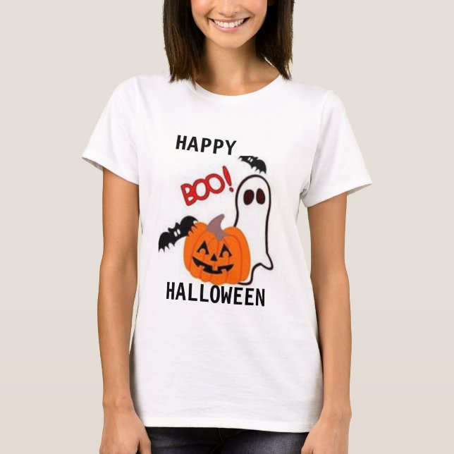 TEE SHIRT WOMENS BOO TEE HALLOWEEN (Framsida)