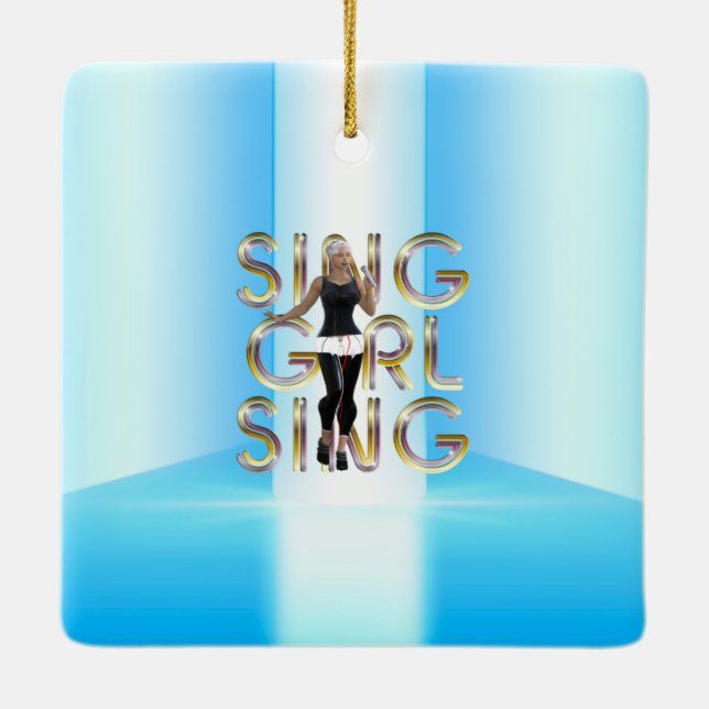 TEE Sjunga Girl Sjunga Julgransprydnad Keramik (Baksida)