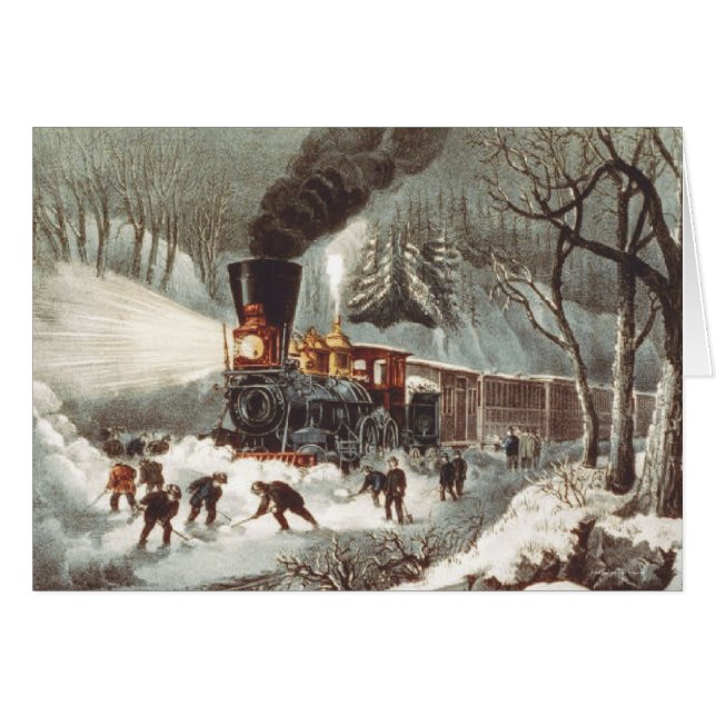 TEE SNÖ TÅG HÄLSNINGSKORT (Framsidan Horizontal)