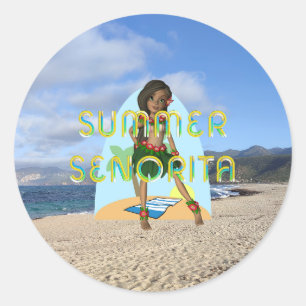 TEE Summer Senorita Runt Klistermärke