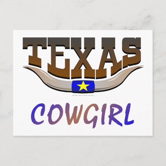 TEE Texas Cowgirl Vykort (Framsida)