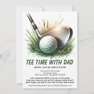 Tee Time med Pappa Redigerbar Fars dag Golfparty Inbjudningar