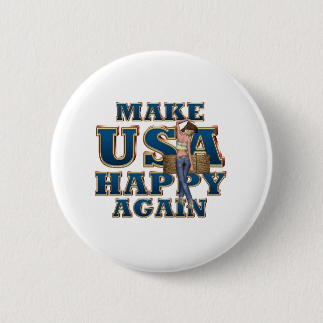 TEE USA Lycklig Buttons Knapp (Framsida)