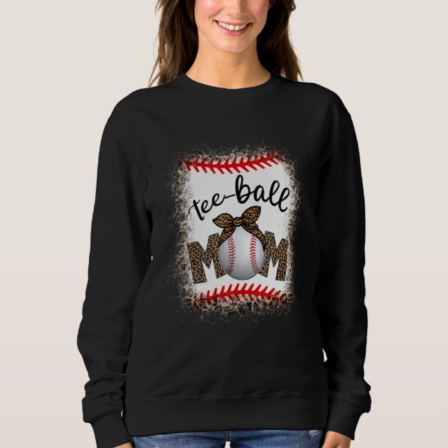 Teeball Mamma Leopard 4 boll Mamma Mors dag T Shirt (Framsida)