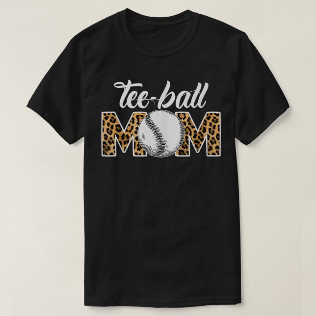 Teeball Mamma Leopard Funny Boll Mamma Mors dag T Shirt (Design framsida)