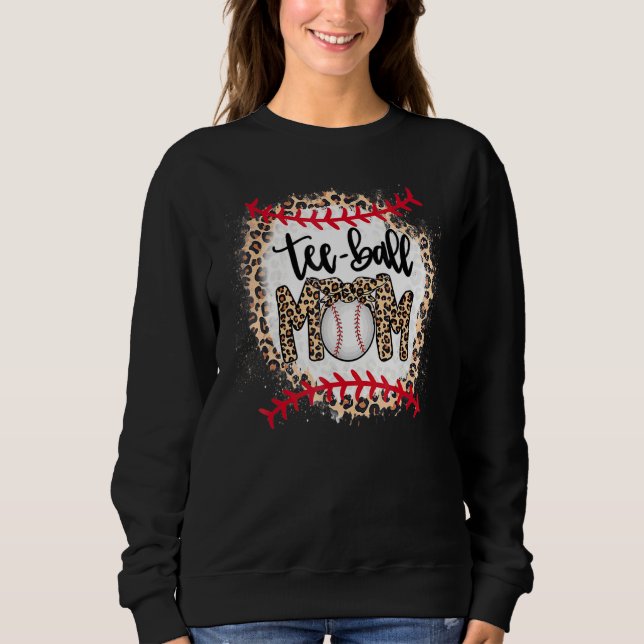 Teeball Mamma Leopard Matchin boll Mamma Mors dag T Shirt (Framsida)