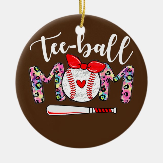 Teeball Mamma Mors dag Boll Mamma Cute Trendig Julgransprydnad Keramik (Framsidan)