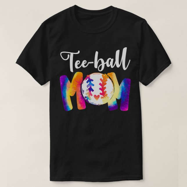 Teeball Mamma TieDye Funny Boll Mamma Mors dag T Shirt (Design framsida)