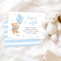 Teedy Bear Ballong Baby Shower Blöja Lotteri Kort